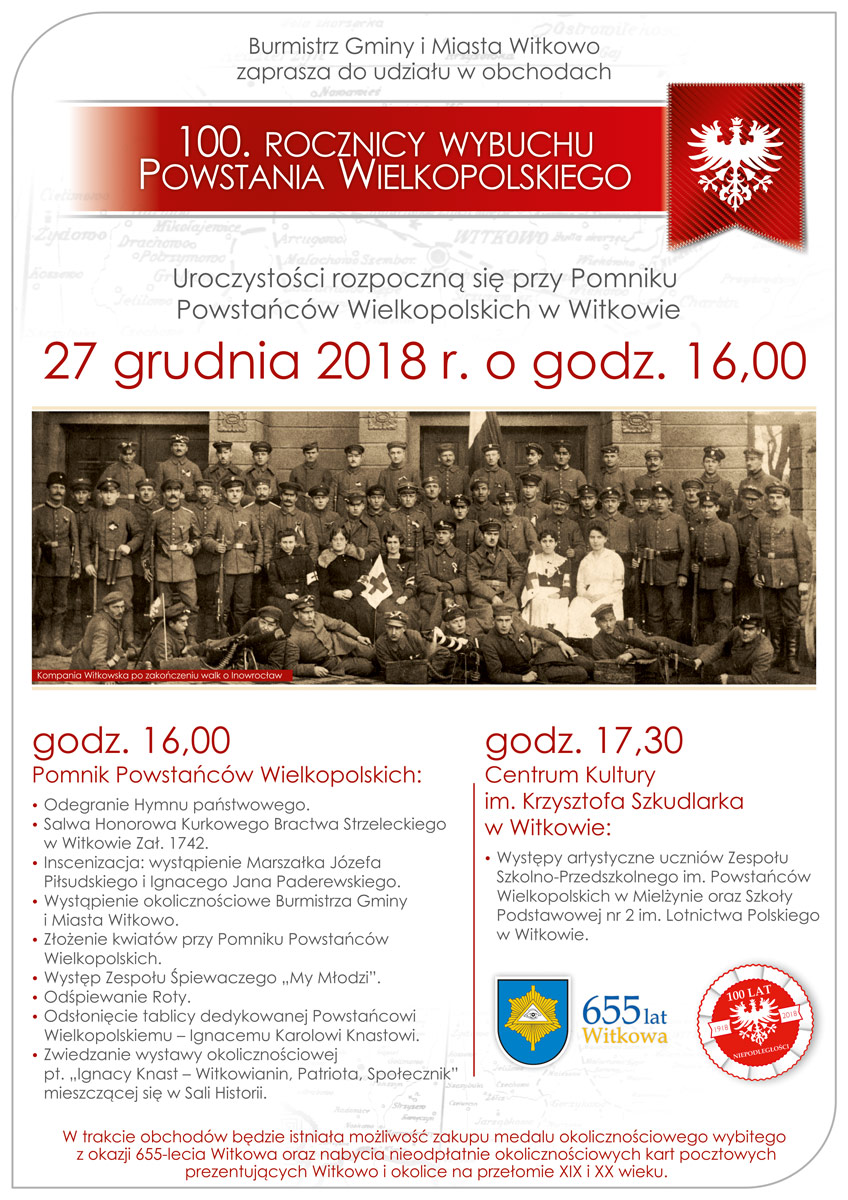 100. rocznica wybuchu  Powstania Wielkopolskiego